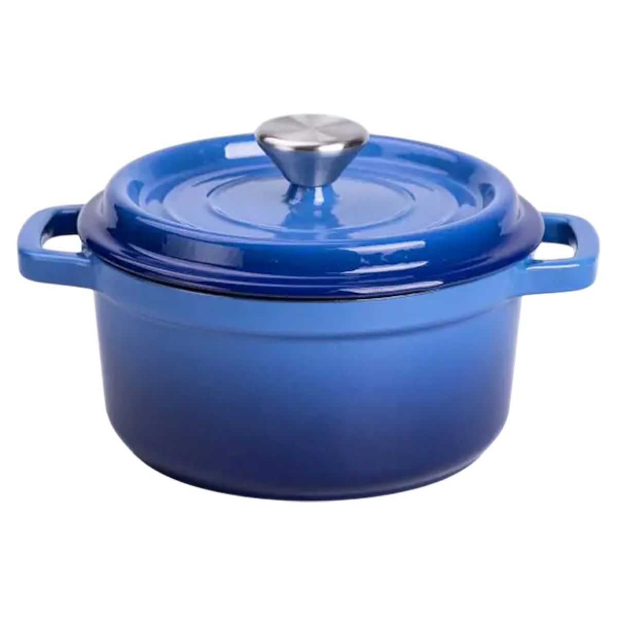 Каструля чавунна емальована 2 л з кришкою Ø20 см Синя HP-1-2BL
