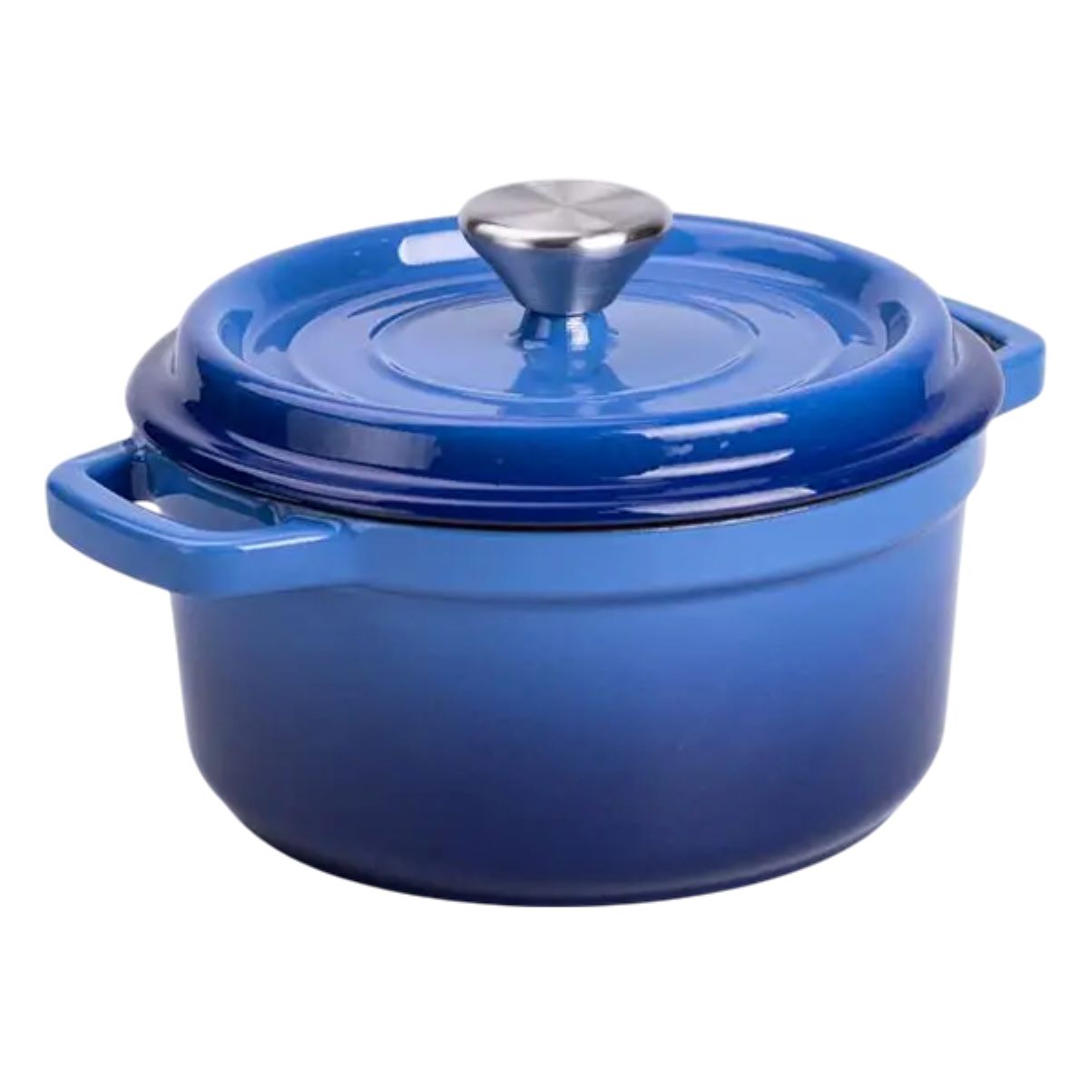 Каструля чавунна емальована 2 л з кришкою Ø20 см Синя HP-1-2BL