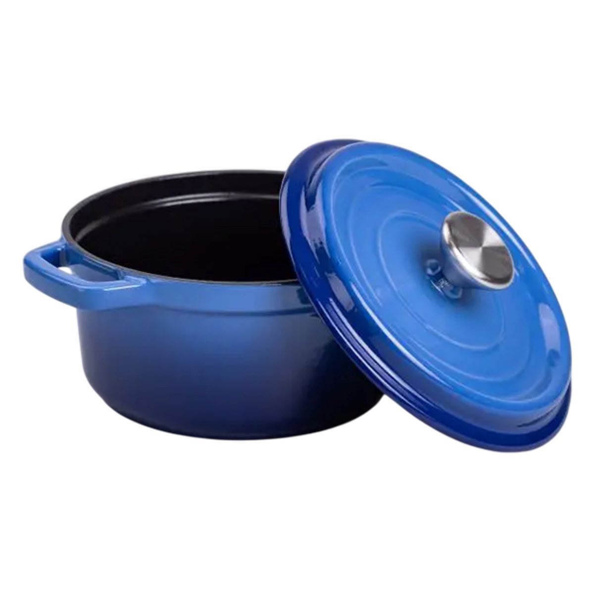 Каструля чавунна емальована 2 л з кришкою Ø20 см Синя HP-1-2BL