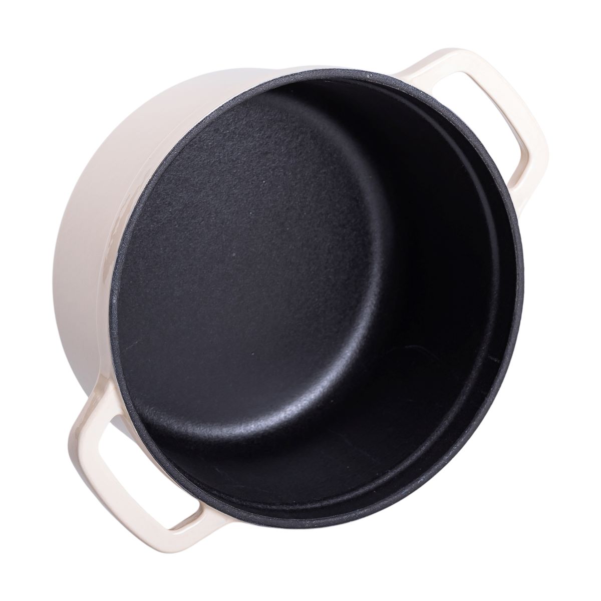 Каструля чавунна емальована 2 л з кришкою Ø20 см Бежева HP-1-2BE