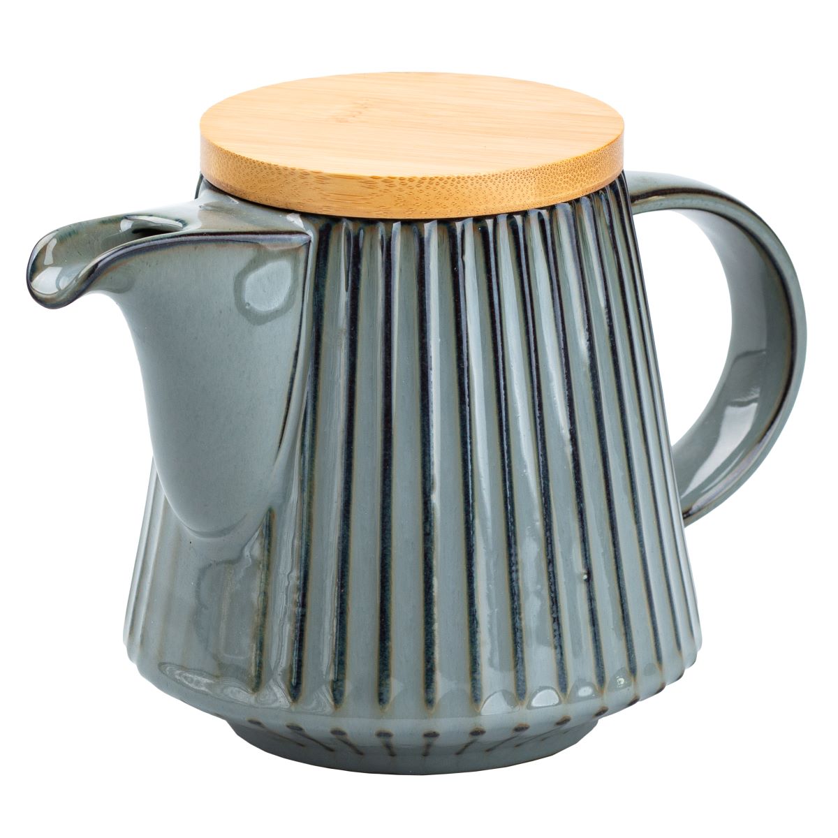 Чайник для заварювання 850 мл порцелянаовий з бамбуковою кришкою Зелений з коричневим HP7211GR