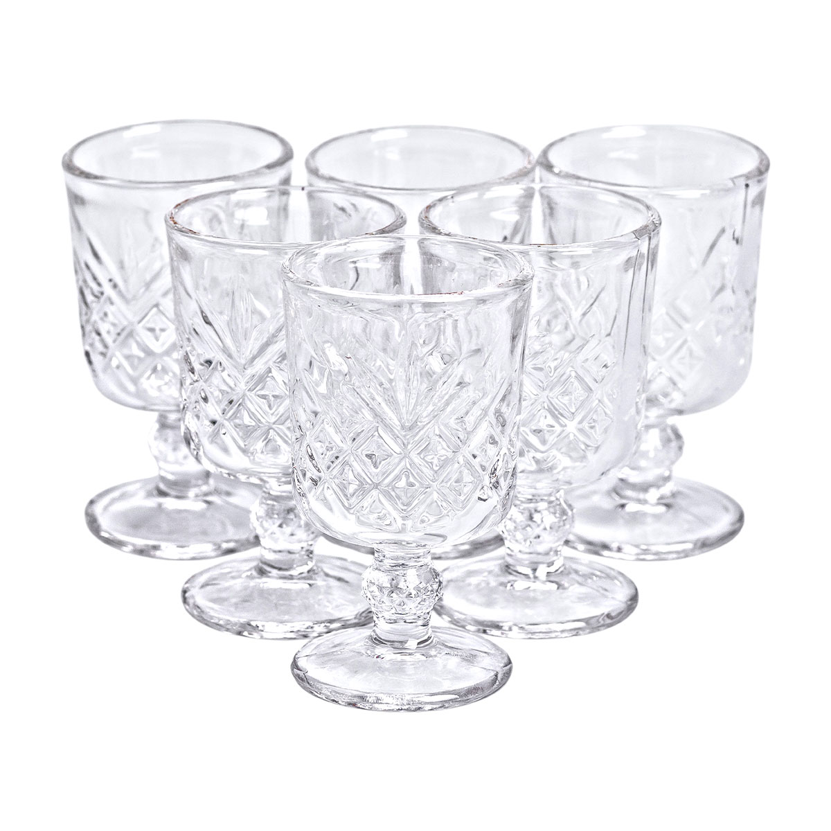 Набір чарок на ніжці 6 шт 60 мл скляні чарки для горілки, настоянки HP-YH-42