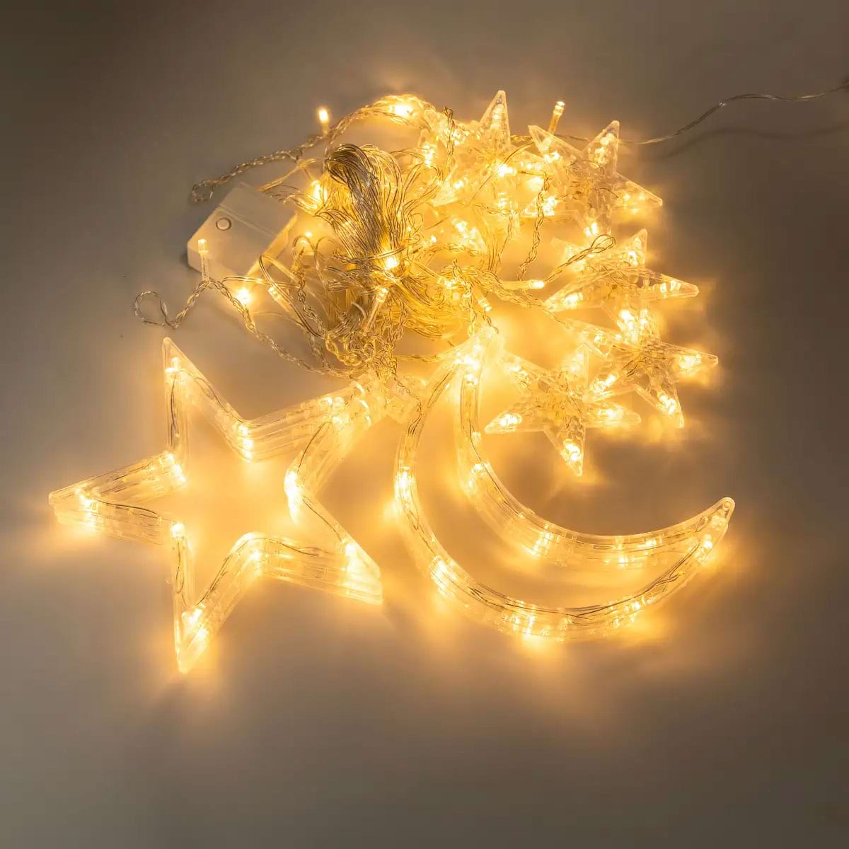 Електрична гірлянда Зірка штора 3 метри на вікно для фотозон жовта WYF11Y