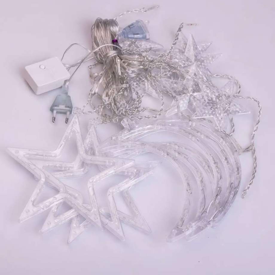 Електрична гірлянда Зірка штора 3 метри на вікно для фотозон жовта WYF11Y