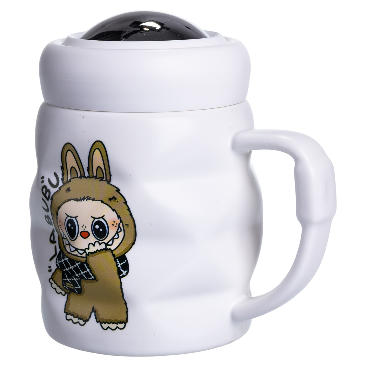 Чашка порцелянова з кришкою Labubu 400 (мл) Біла з коричневим FM-54B