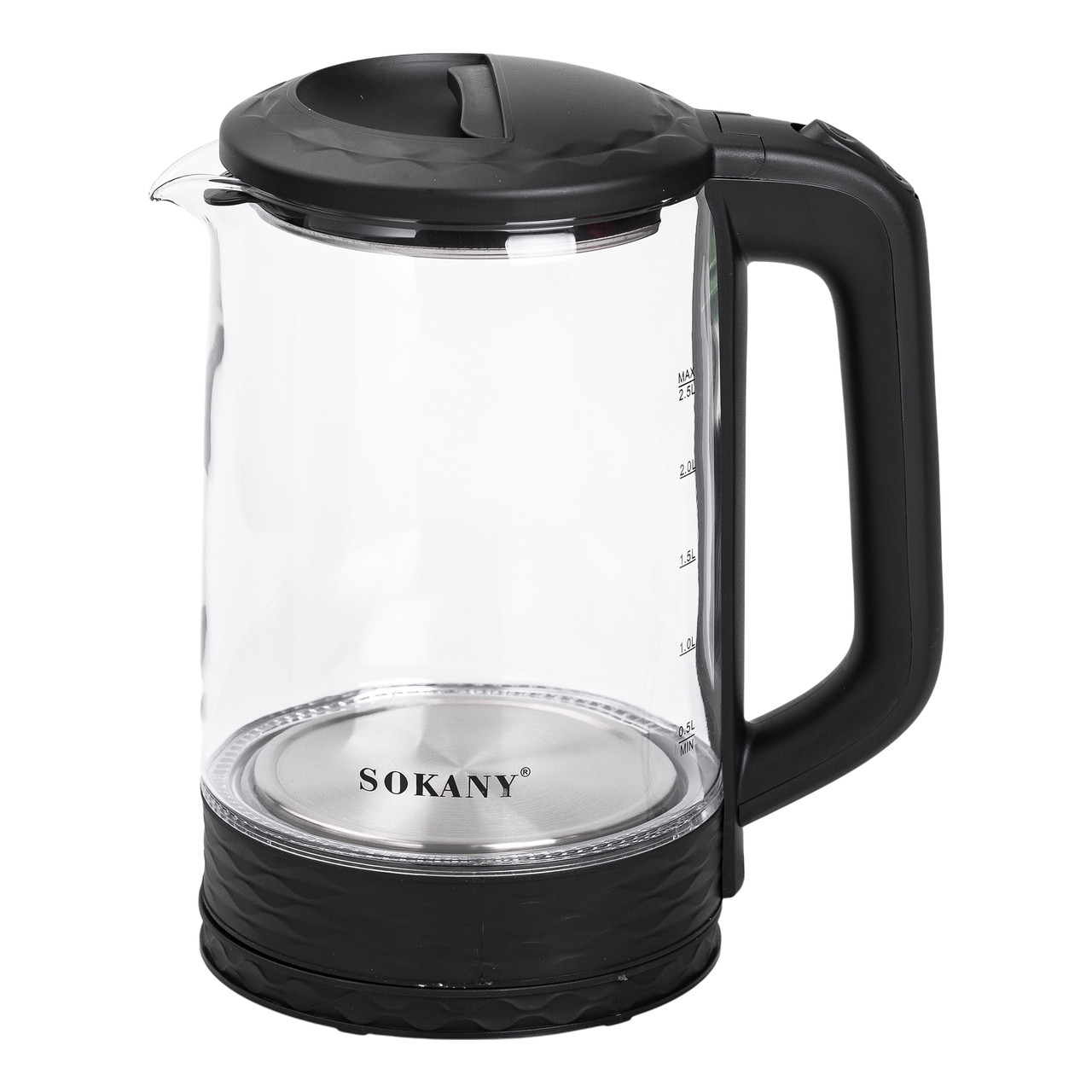 Електричний чайник скляний 2,5 л Sokany SK-09015 дисковий 1500 Вт