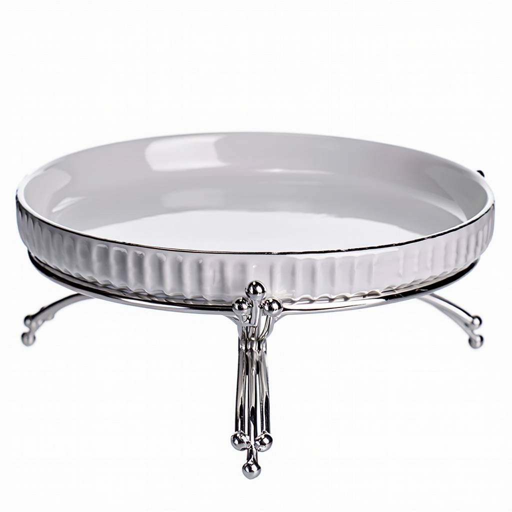 Фруктовниця порцелянова на металевій підставці Ø20 (см) кругла Золото LB-1570G