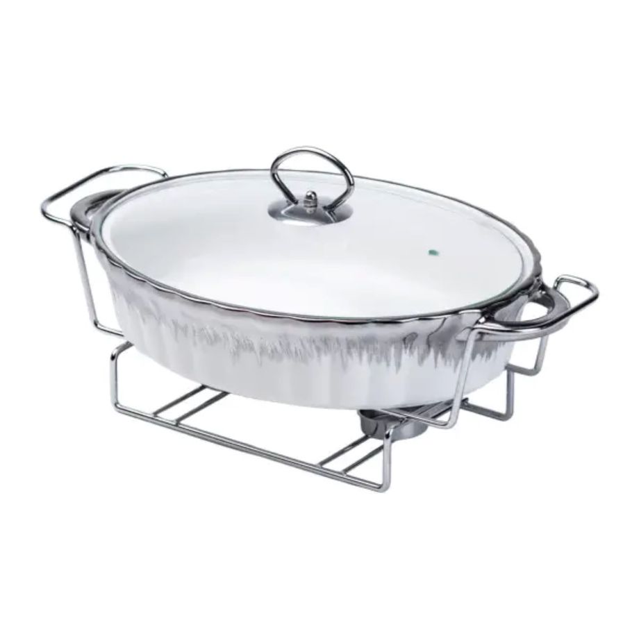 Марміт овальний порцелянаовий 1,5 літра на металевій підставці з підігрівом HP1023