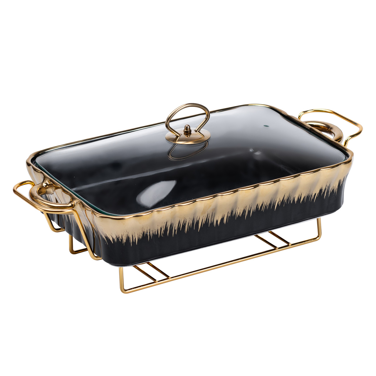 Марміт порцелянаовий прямокутний на 2 літри 40*23*11 см чорний HP1048