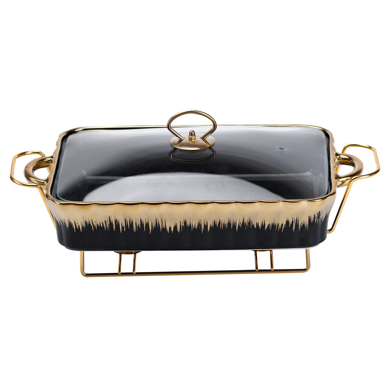 Марміт порцелянаовий прямокутний на 2 літри 40*23*11 см чорний HP1048