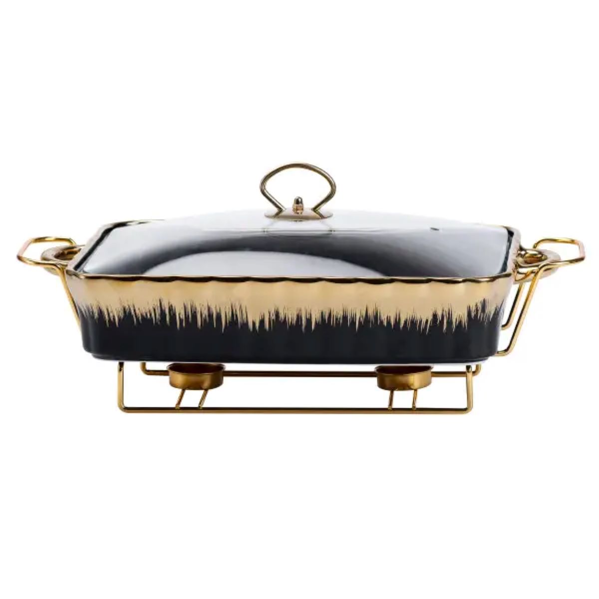 Марміт порцелянаовий прямокутний на 2 літри 40*23*11 см чорний HP1048