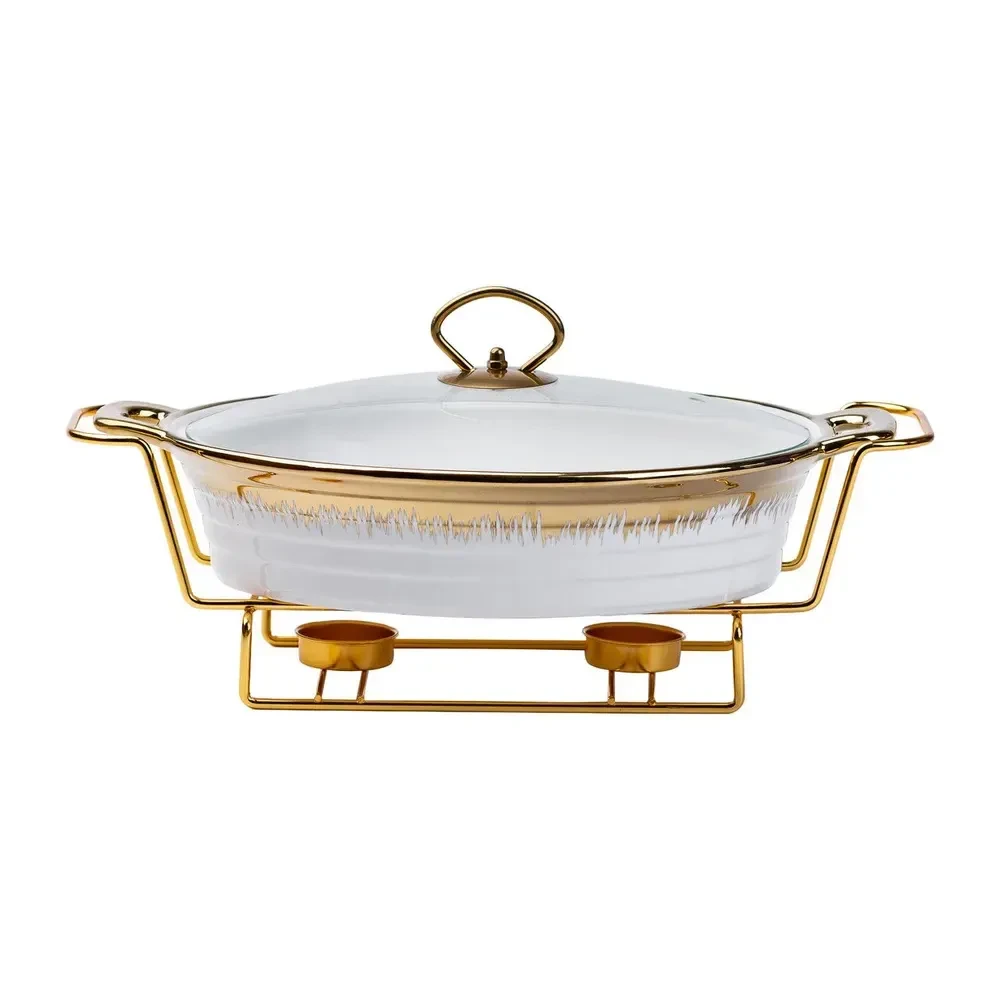 Настільна мармітниця 35х22.5х15.5 см марміт порцелянаовий для других страв 1,5 л HP1026