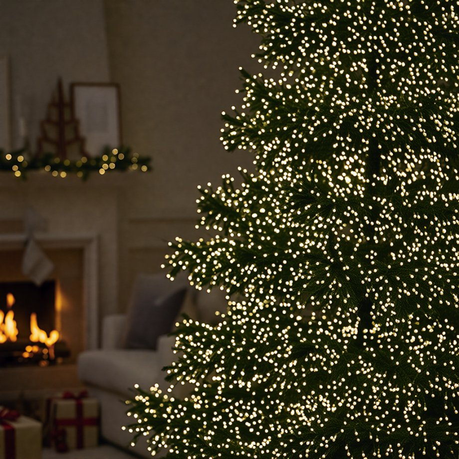 Новорічна гірлянда кімнатна роса Хвойна лапа 50 м 1500 LED білий провід Жовте сяйво D1500L50MWY