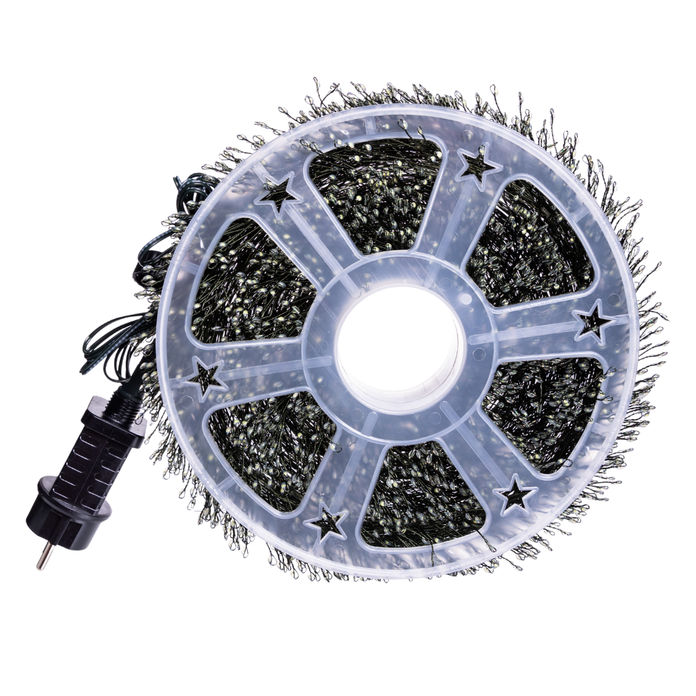 Новорічна гірлянда кімнатна роса Хвойна лапа 50 м 1500 LED зелений провід Біле сяйво D1500L50MGW