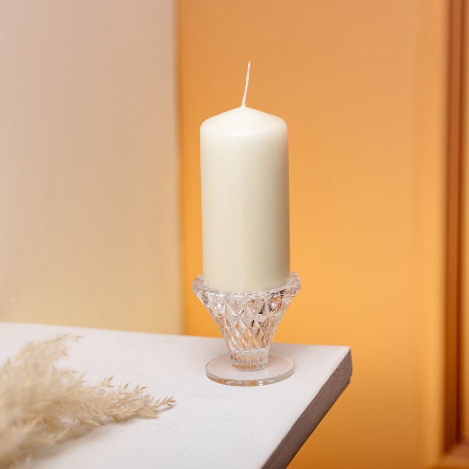 Підсвічник скляний на ніжці 5×5.5 см декоративний прозорий підсвічник на стіл HP-4-59S
