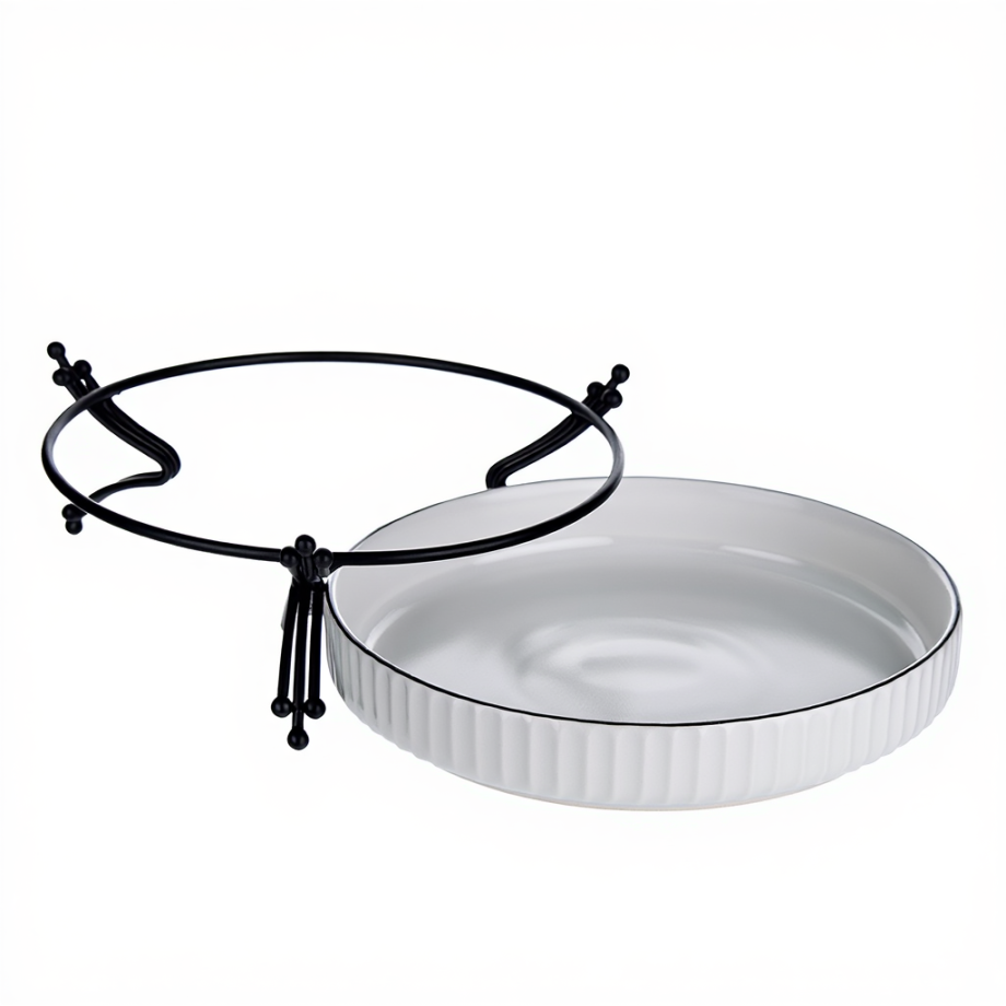 Фруктовниця порцелянова на металевій підставці 22.5 см Чорний LB-1571B