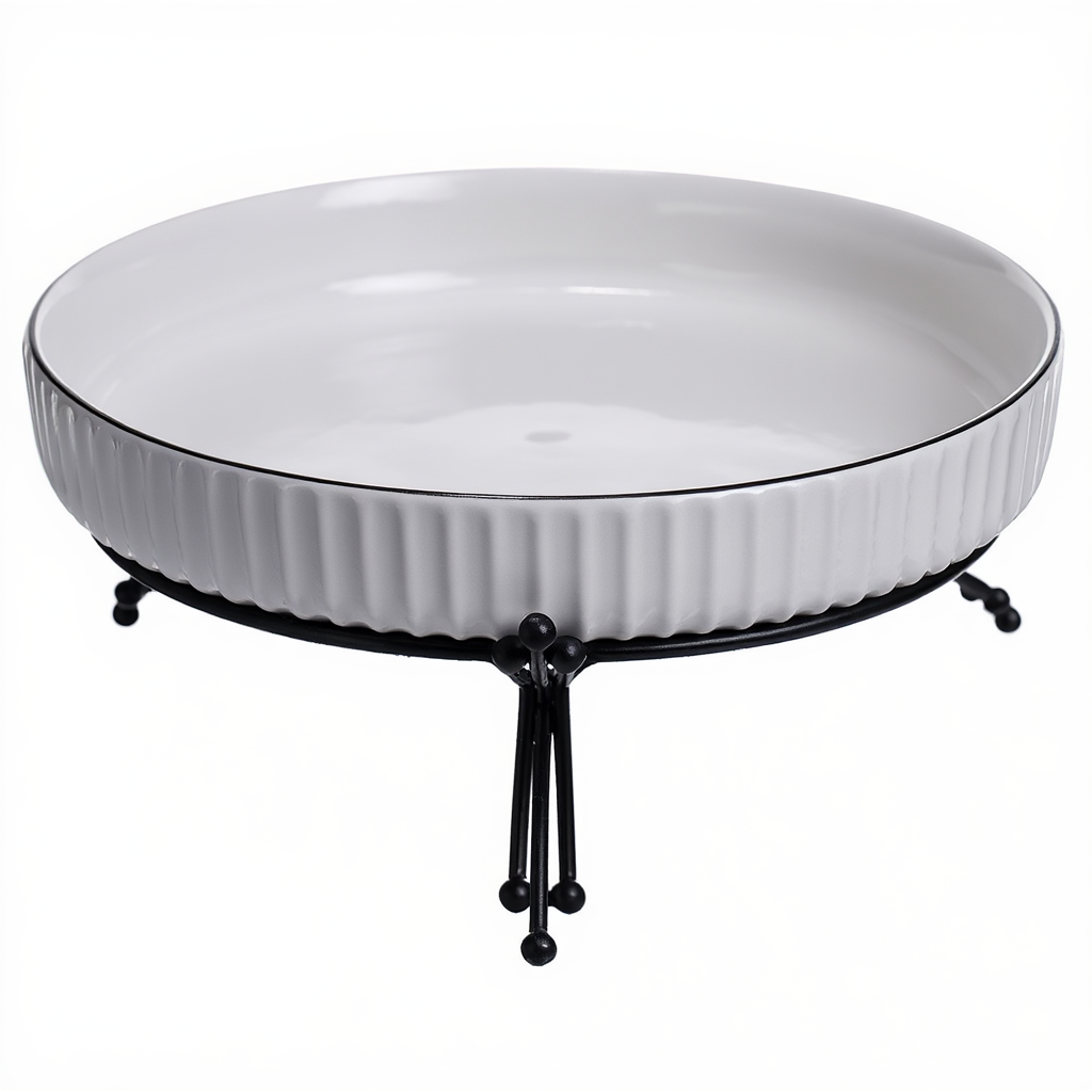 Фруктовниця порцелянова на металевій підставці 22.5 см Чорний LB-1571B