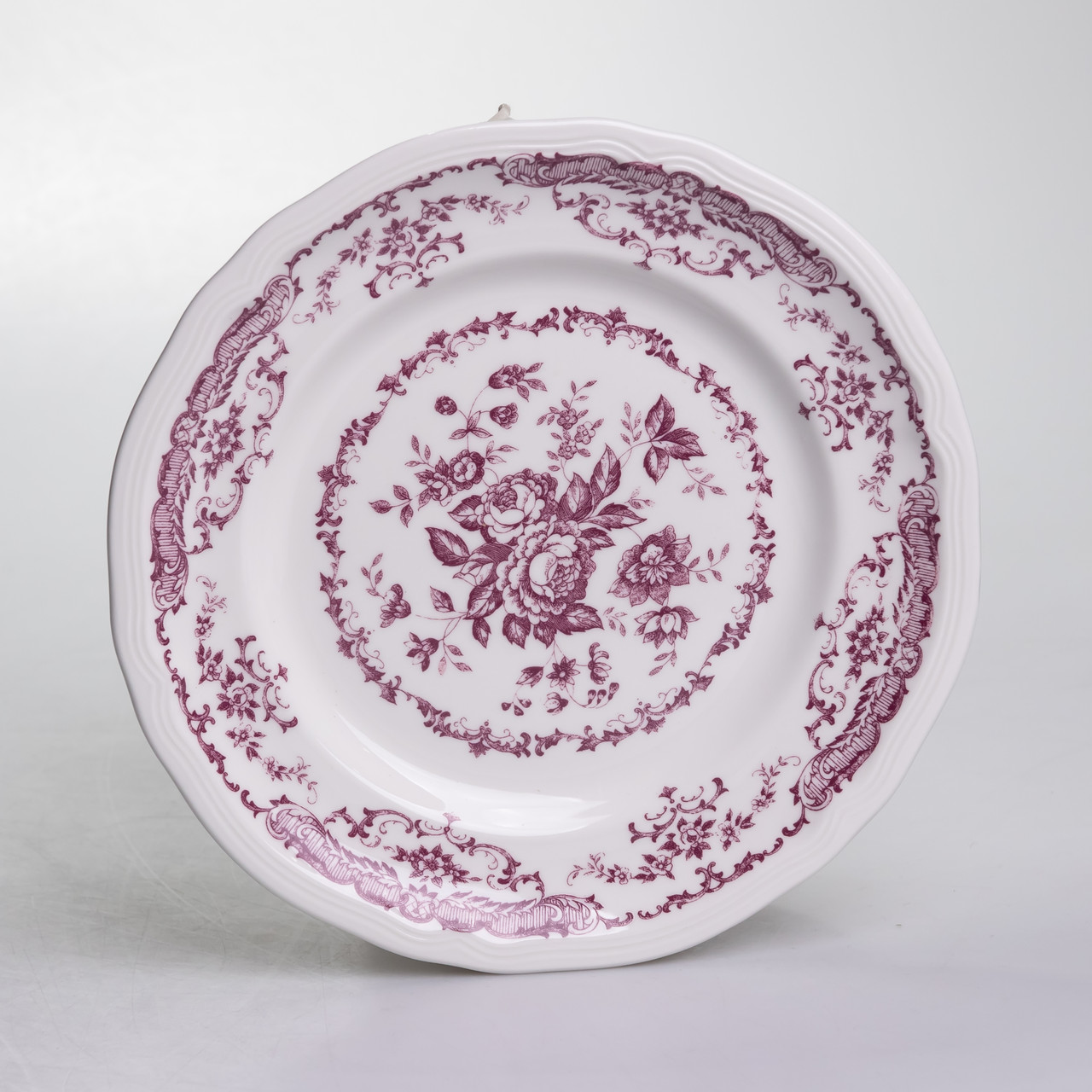 Столовий набір посуду тарілок і чашок 32 предмети на 6 персон «Бордовий Меандр» порцеляновий YY78-3A