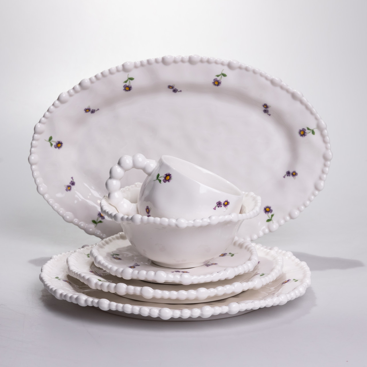 Столовий набір посуду тарілок і чашок 32 предмети на 6 персон Pearl порцеляновий YY78-4A