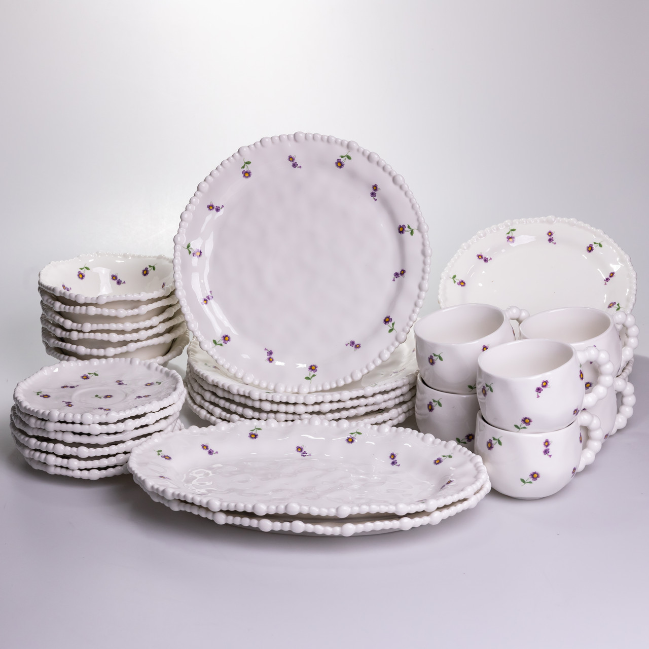 Столовий набір посуду тарілок і чашок 32 предмети на 6 персон Pearl порцеляновий YY78-4A