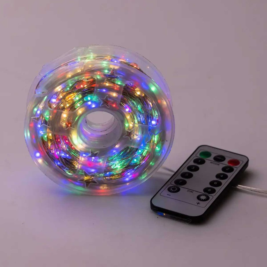 Світлодіодна гірлянда Роса нитка 500 LED довжина 50 м від мережі біла нитка з пультом Мультиколір 500L50MWМL