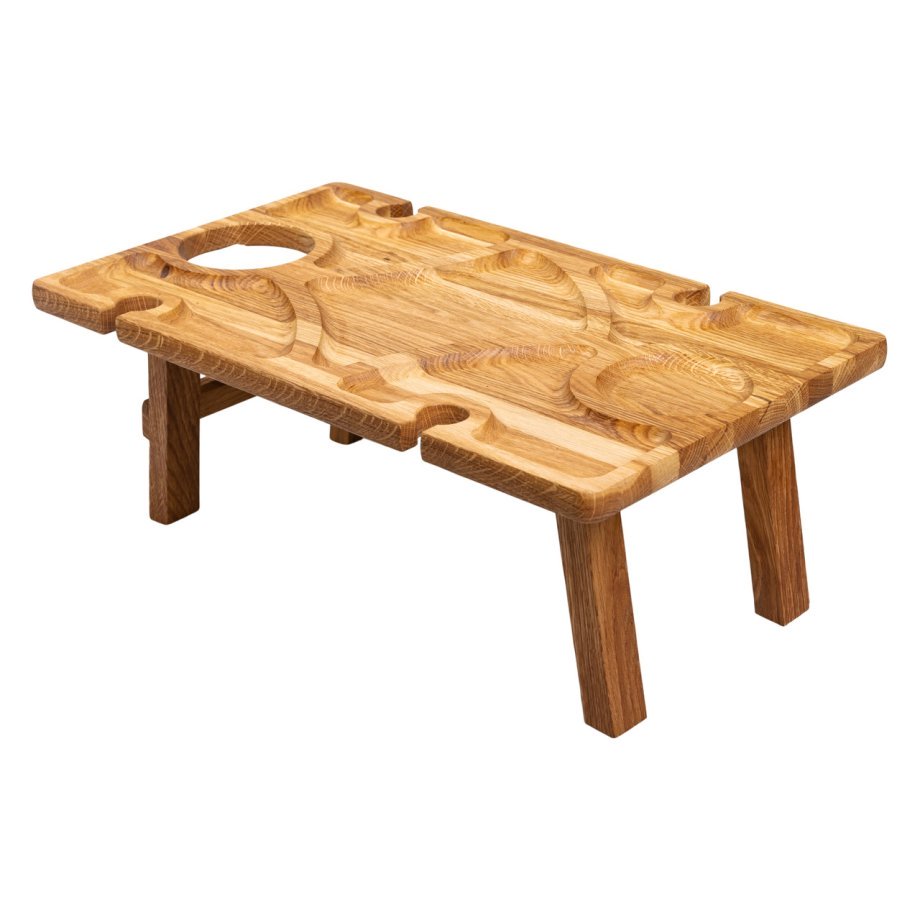 Винний столик-менажниця з дерева 50×30 см прямокутний на ніжках дуб BWS500180