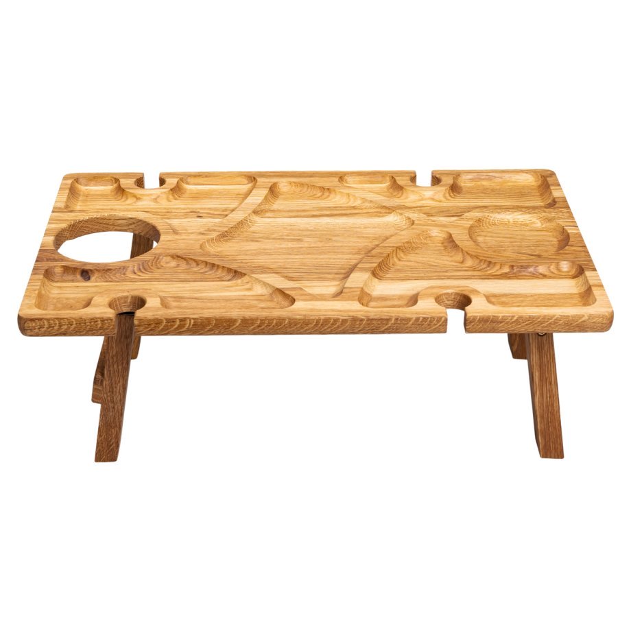 Винний столик-менажниця з дерева 50×30 см прямокутний на ніжках дуб BWS500180