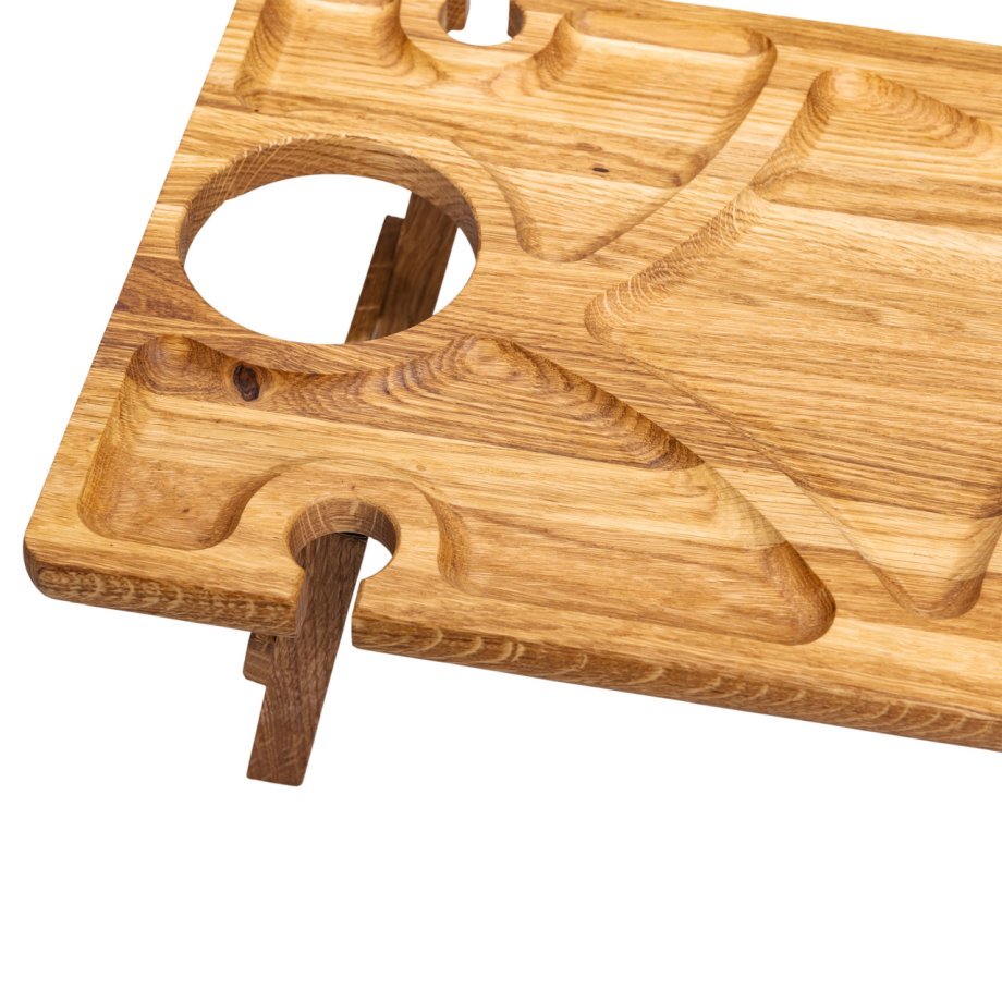 Винний столик-менажниця з дерева 50×30 см прямокутний на ніжках дуб BWS500180