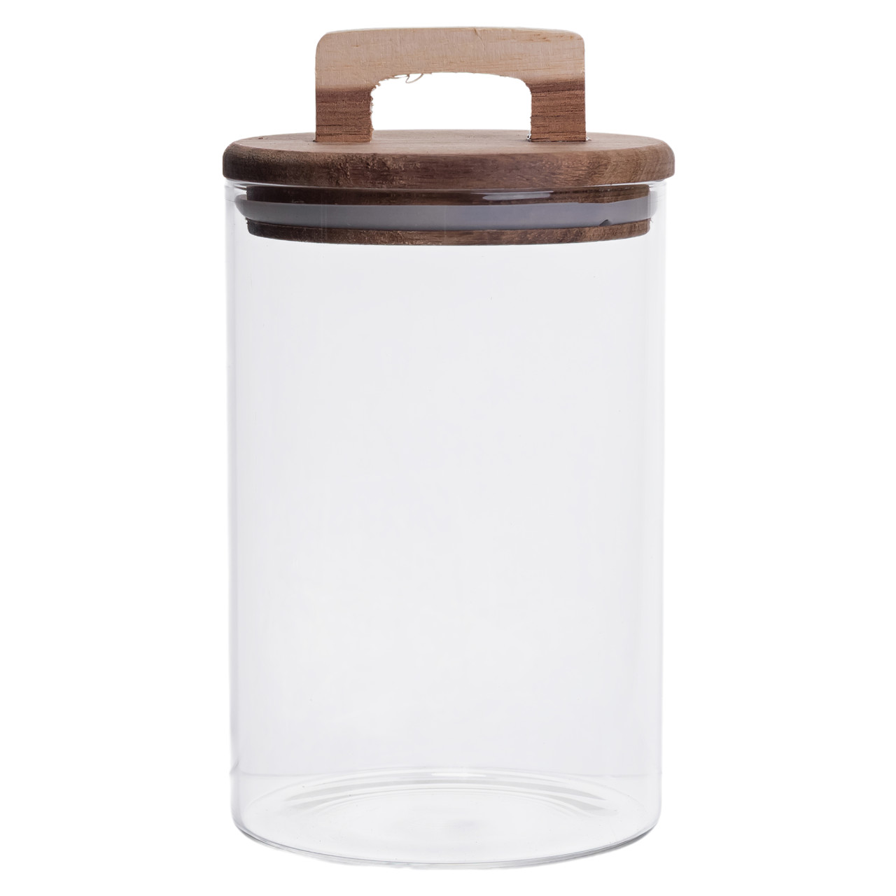 Висока скляна банка 1,5 л з бамбуковою кришкою для зберігання круп і продуктів