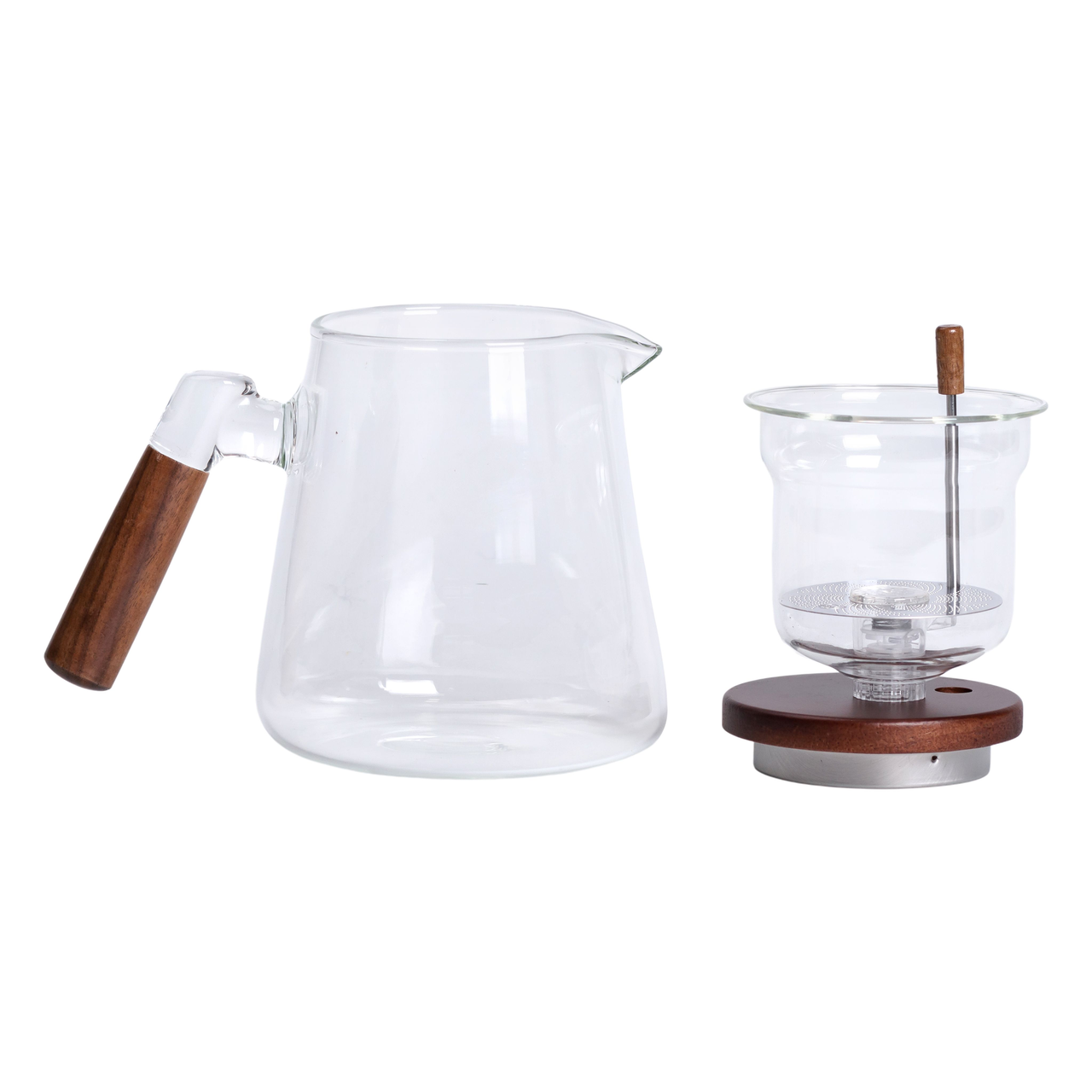 Заварник скляний для чаю 1 л чайник для заварювання з дерев'яною ручкою прозорий HP-34-7