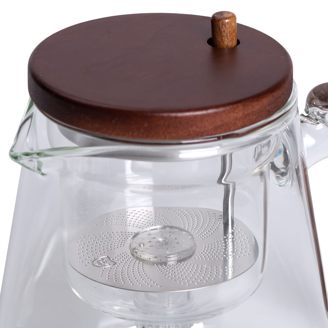 Заварник скляний для чаю 1 л чайник для заварювання з дерев'яною ручкою прозорий HP-34-7