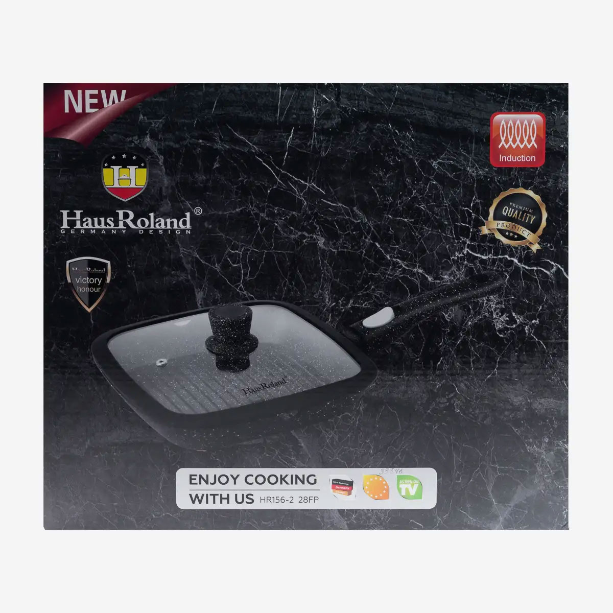 Алюмінієва сковорода-гриль 25 см із скляною кришкою HP33545