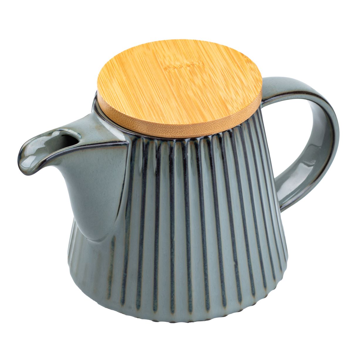 Чайник для заварювання 850 мл порцелянаовий з бамбуковою кришкою Зелений з коричневим HP7211GR