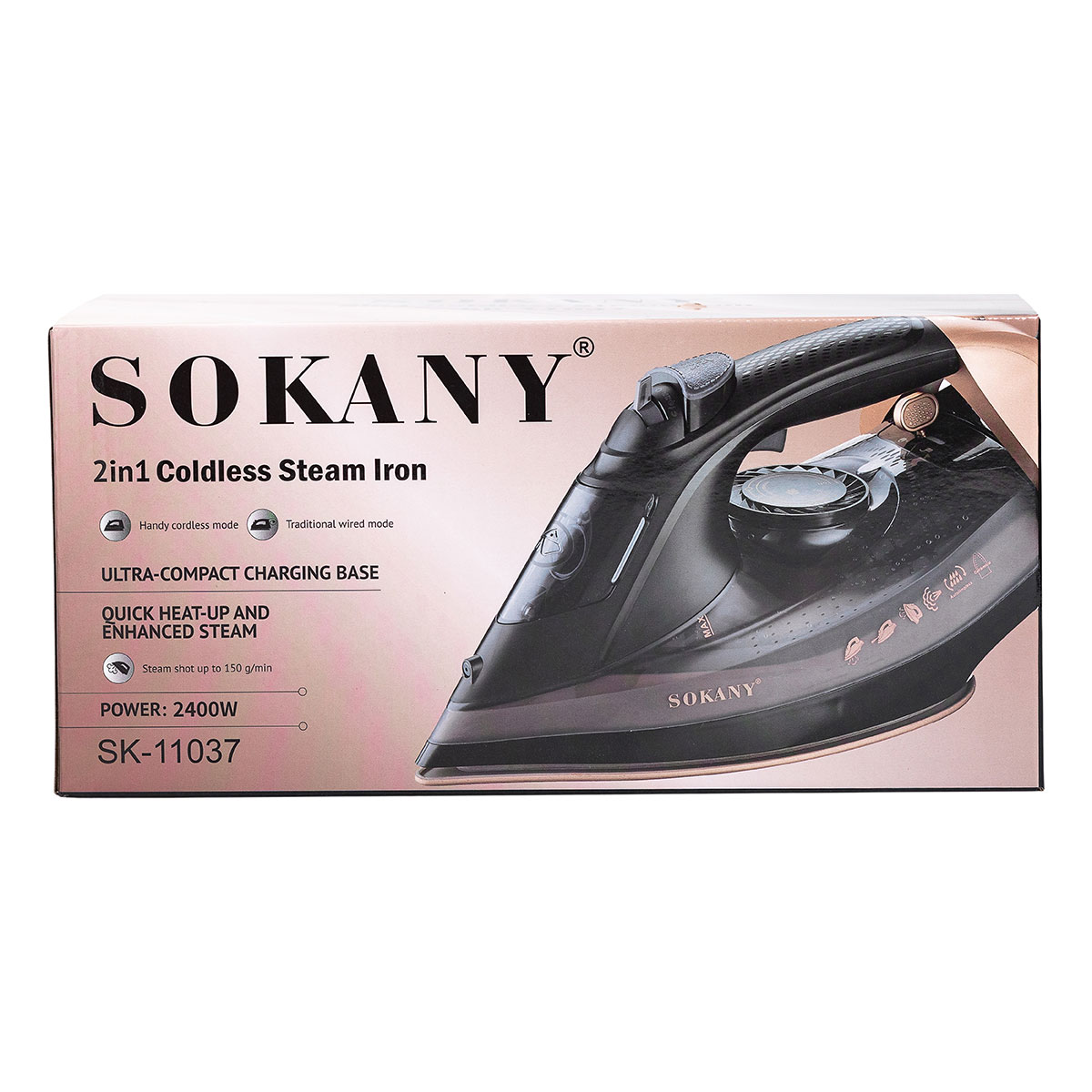 Праска з парою з автовідключенням професійна бездротова для одягу 2400 Вт Sokany SK-11037
