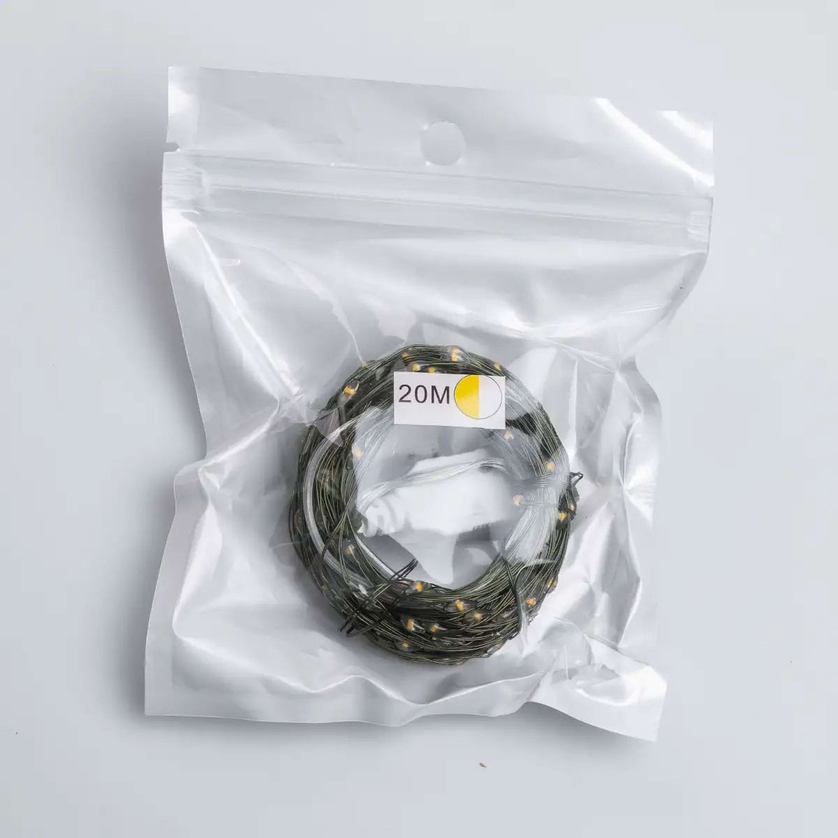 Гірлянда роса 20 метрів USB на 200 led світлодіодів крапля на зеленому дроті жовта USB200L20MGY