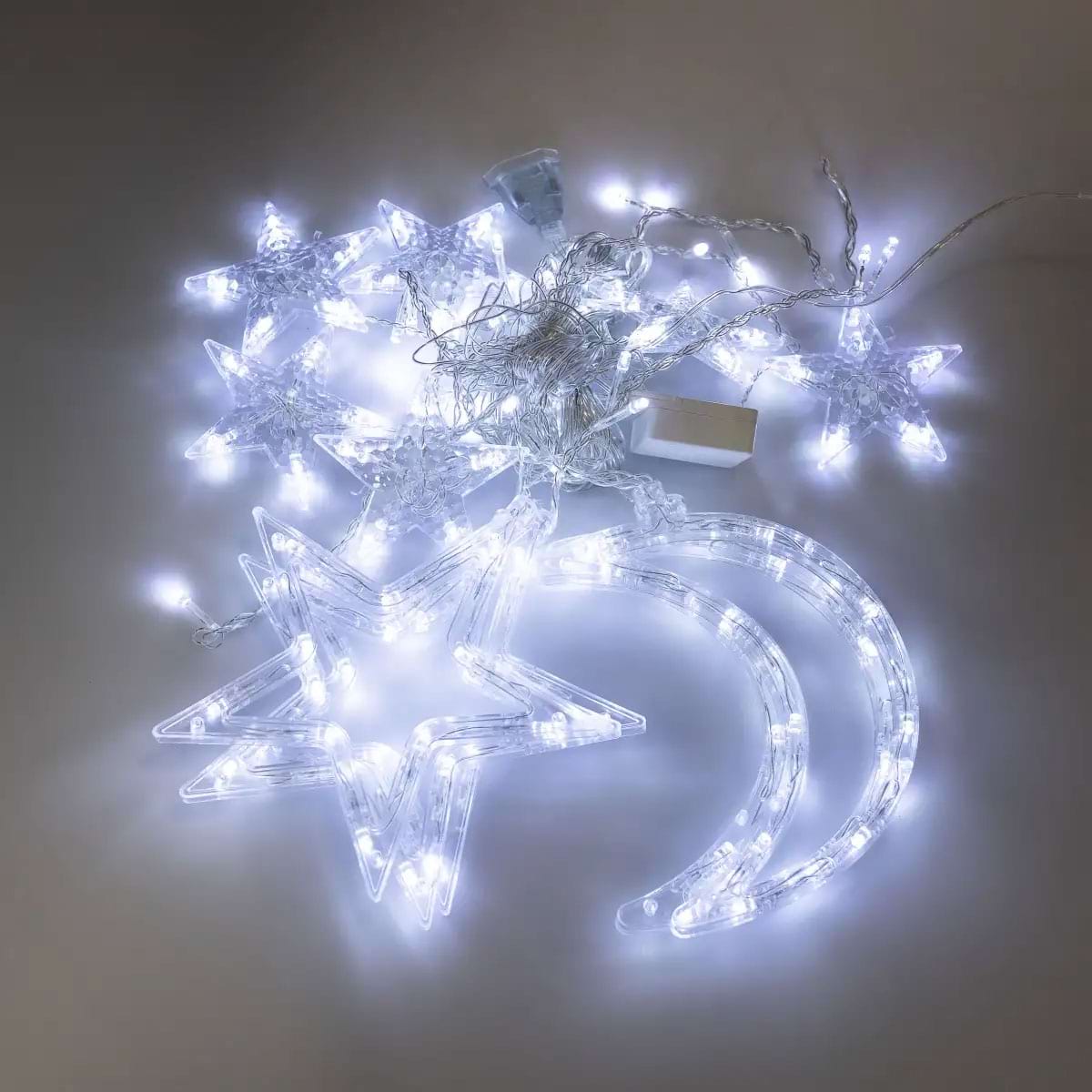 Електрична гірлянда Зірка штора 3 метри на вікно для фотозон біла WYF11W