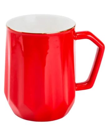 Чашка порцелянова для чаю та кави 400 мл кружка універсальна Червона HP7189R