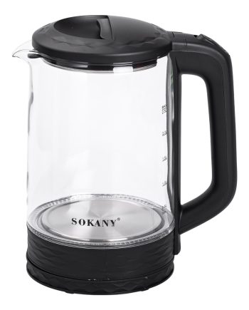 Електричний чайник скляний 2,5 л Sokany SK-09015 дисковий 1500 Вт