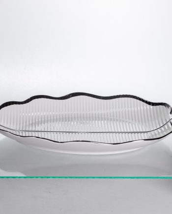 Порцелянова менажниця «Листок» з чорним обідком 2 секції 35,5 см ML6046