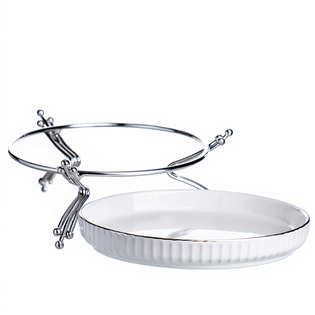 Фруктовниця порцелянова на металевій підставці Ø20 (см) кругла Золото LB-1570G