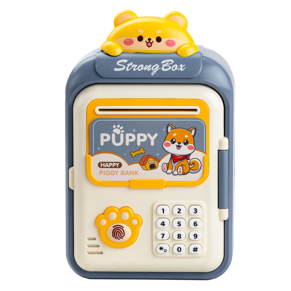 Скарбничка сейф для дітей з відбитком пальця та кодовим замком для грошей електронна від батарейок 14х10.5х24 см Lugi HP12265BL