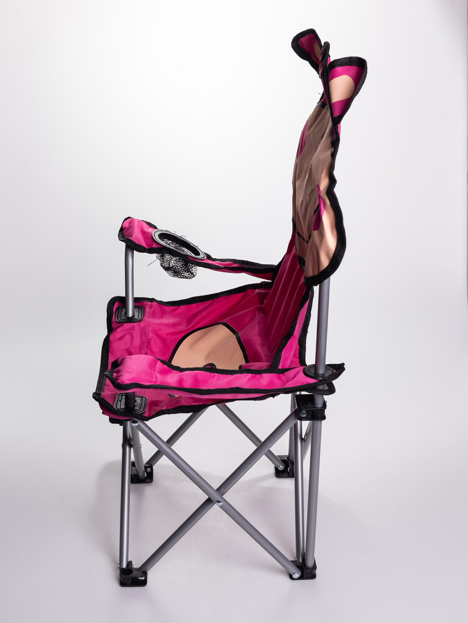 Крісло туристичне для дитини 34х58х65 см з підстаканником Рожевий SJ-0065P