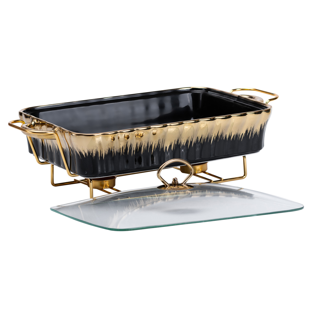 Марміт порцелянаовий прямокутний на 2 літри 40*23*11 см чорний HP1048