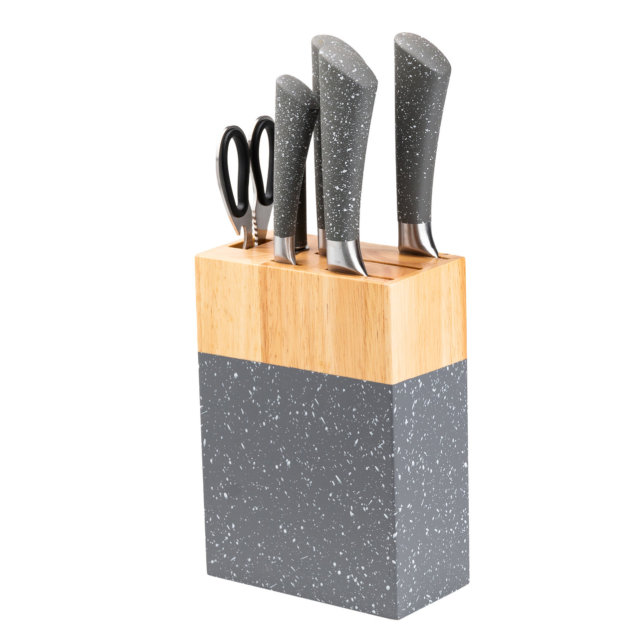 Набір кухонних ножів з ножицями і мусатом для кухні 5 штук 33.5/30/31/24.5/21.5 см сірий HP27479C