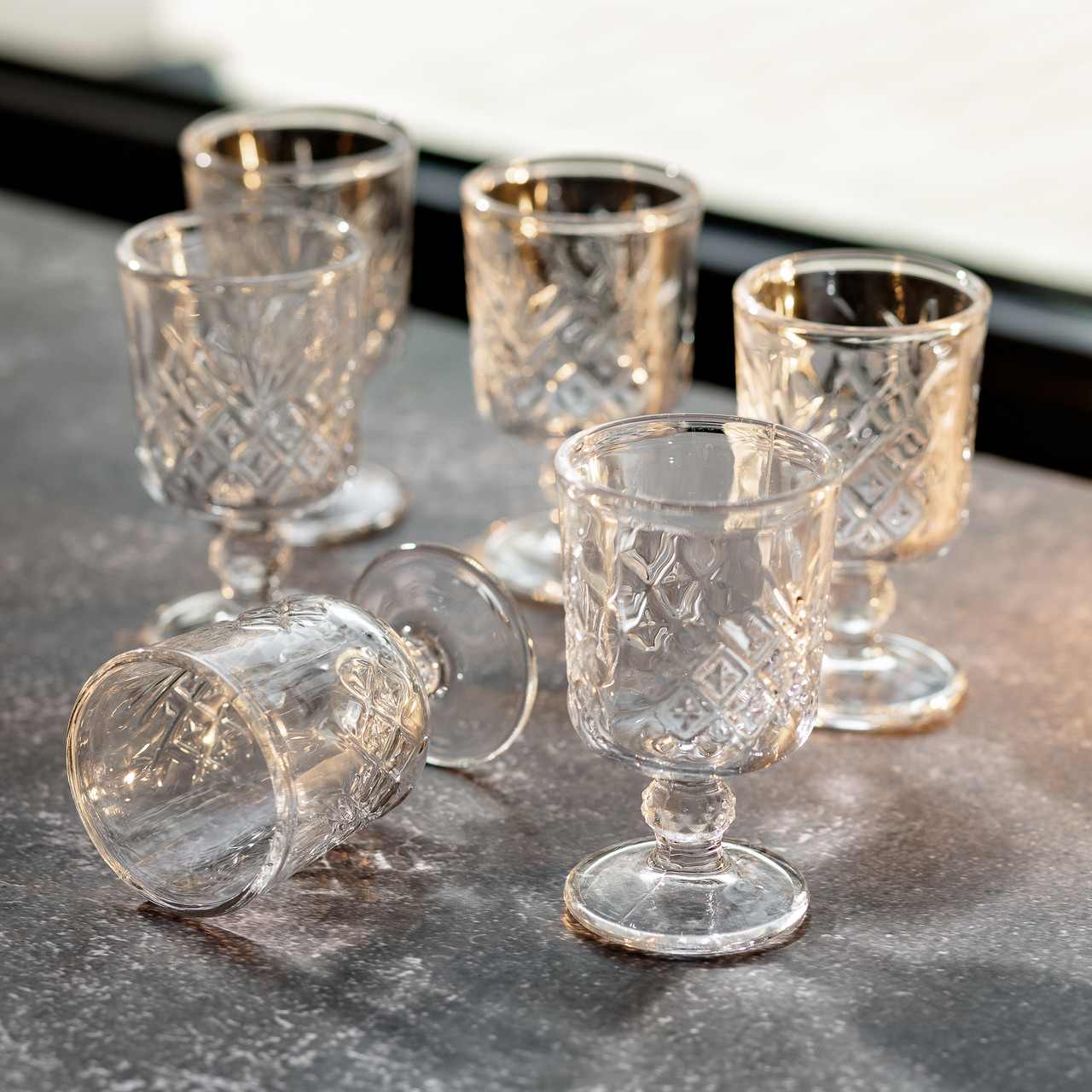 Набір чарок на ніжці 6 шт 60 мл скляні чарки для горілки, настоянки HP-YH-42