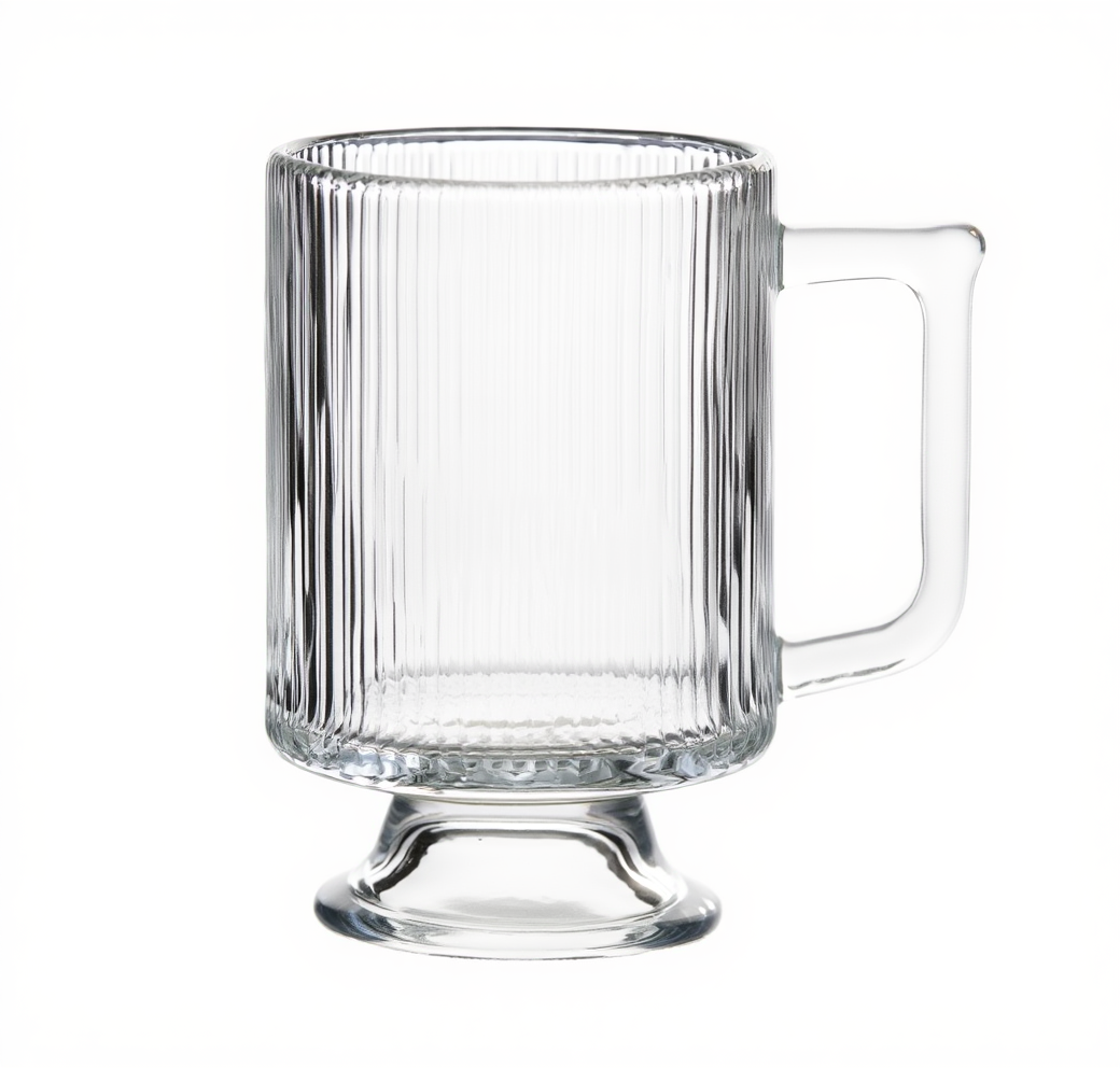 Набір скляних чашок 300 мл (6 шт) з рифленого скла HP-19-L7