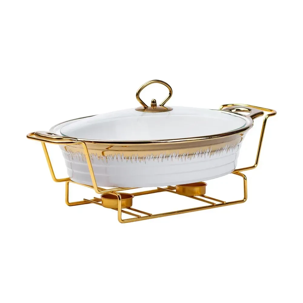 Настільна мармітниця 35х22.5х15.5 см марміт порцелянаовий для других страв 1,5 л HP1026