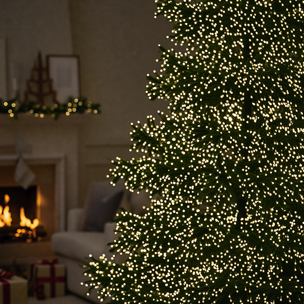 Новорічна гірлянда кімнатна роса Хвойна лапа 50 м 1500 LED білий провід Жовте сяйво D1500L50MWY