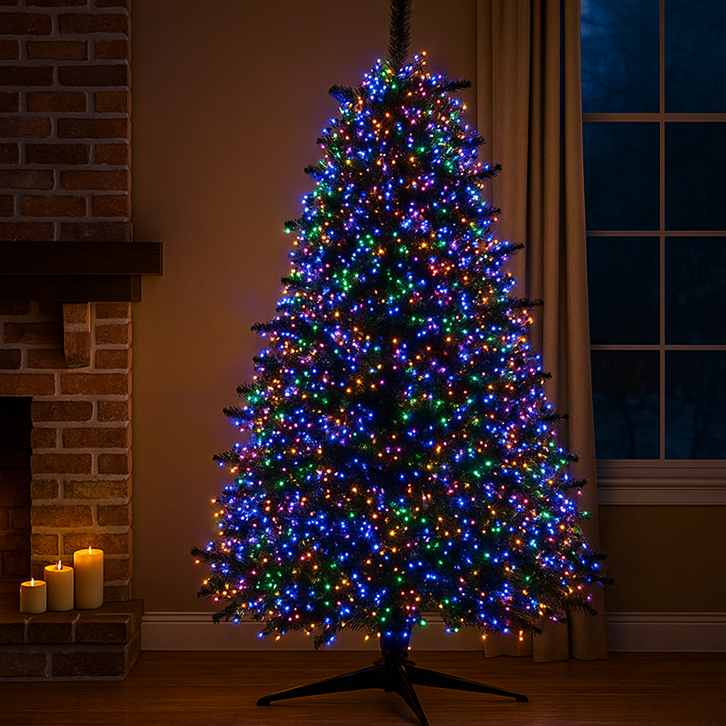 Новорічна гірлянда кімнатна роса Хвойна лапа 50 м 1500 LED зелений провід Мультиколір D1500L50MGML