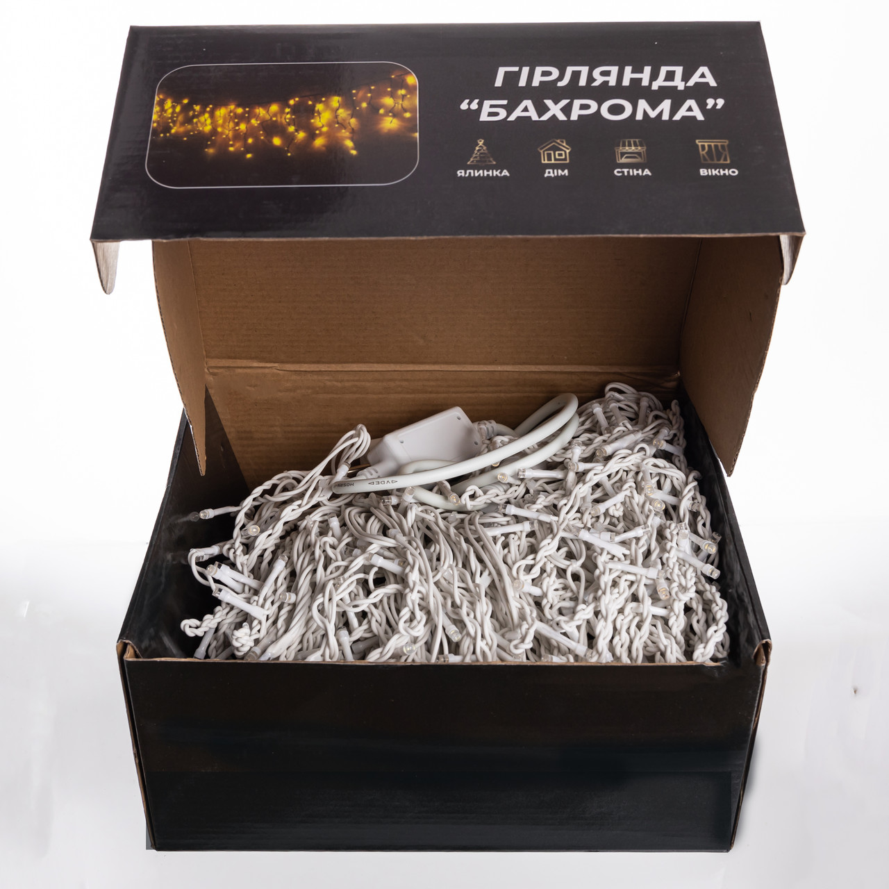 Вулична гірлянда Бахрома 50 м 600 LED білий провід Жовте сяйво 50MWY